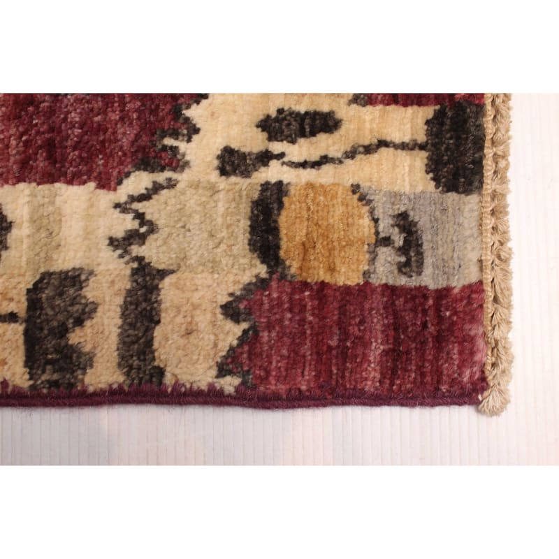 ECARPETGALLERY Hand-knotted Peshawar Ziegler Burgundy Wool Rug - 7'9 x 10'0