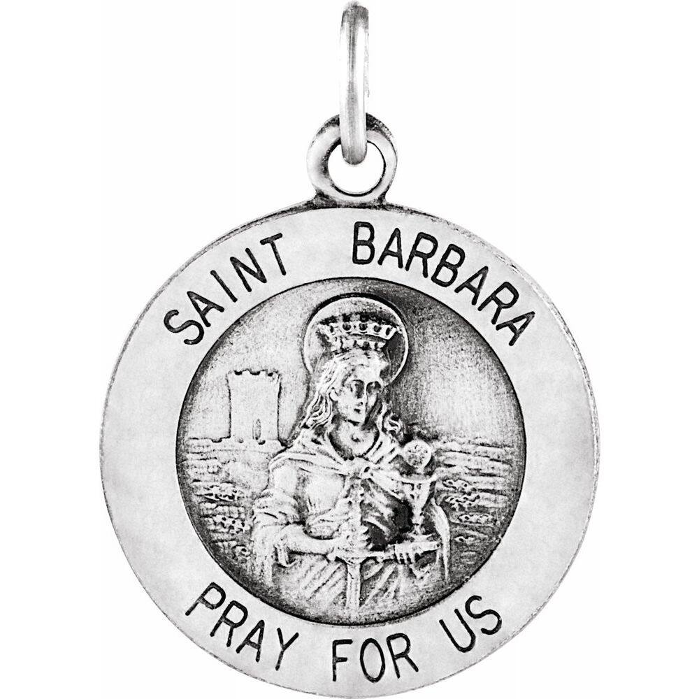 925 Sterling Silver 15mm St. Barbara Medal Pendant