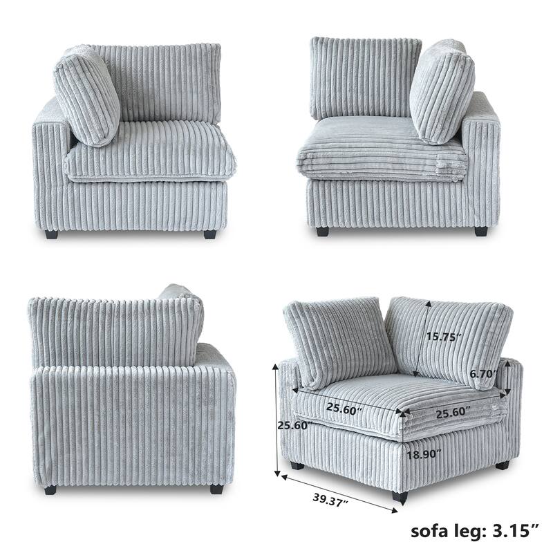 118" L Shaped Sectional Couch, Modular 5 Seat Comfy Modular Sofa with Ottoman