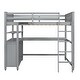 preview thumbnail 7 of 16, Elegant Design Loft Bed with Shelves, Drawers and Desk, Health and Comfort, Full Size, Grey