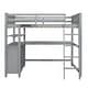 preview thumbnail 33 of 43, Full Size Loft Bed with Drawers and Writing Desk, Wooden Storage Bed with Shelves, Safety Guardrails and Ladder