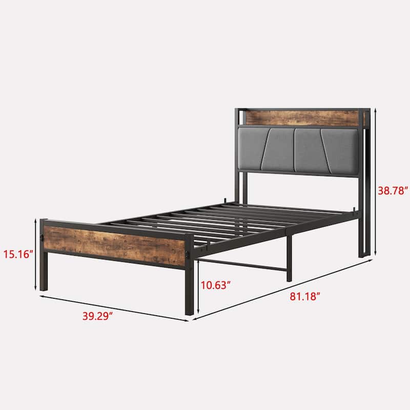 Storage Bed Headboard with Charging Station