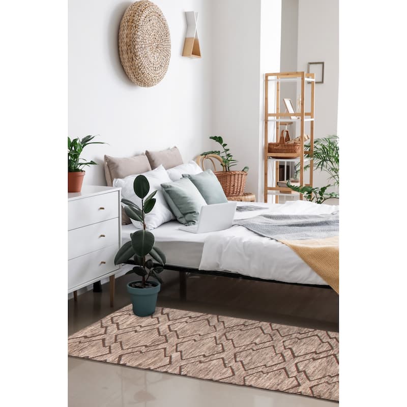 ECARPETGALLERY Hand-knotted Tangier Taupe Wool Rug - 2'5 x 7'8
