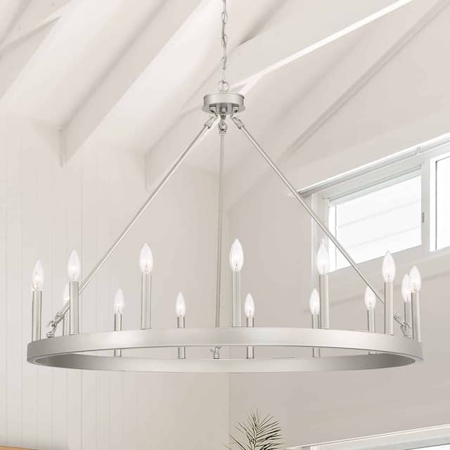 Acroma 15 Light 40 In Modern Farmhouse Wagon Wheel Chandelier-UL