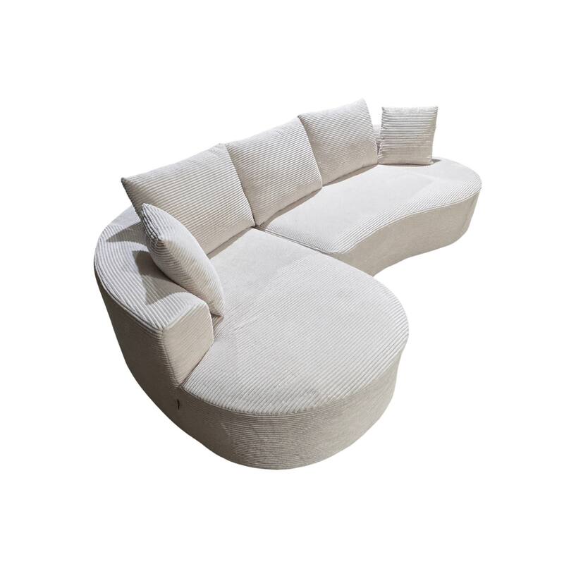 111.55" L-Shaped Corduroy Sectional Sofa, No Assembly Required