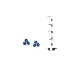 Auriya 1/2ctw 3-stone Blue Diamond Stud Earrings 14k White Gold