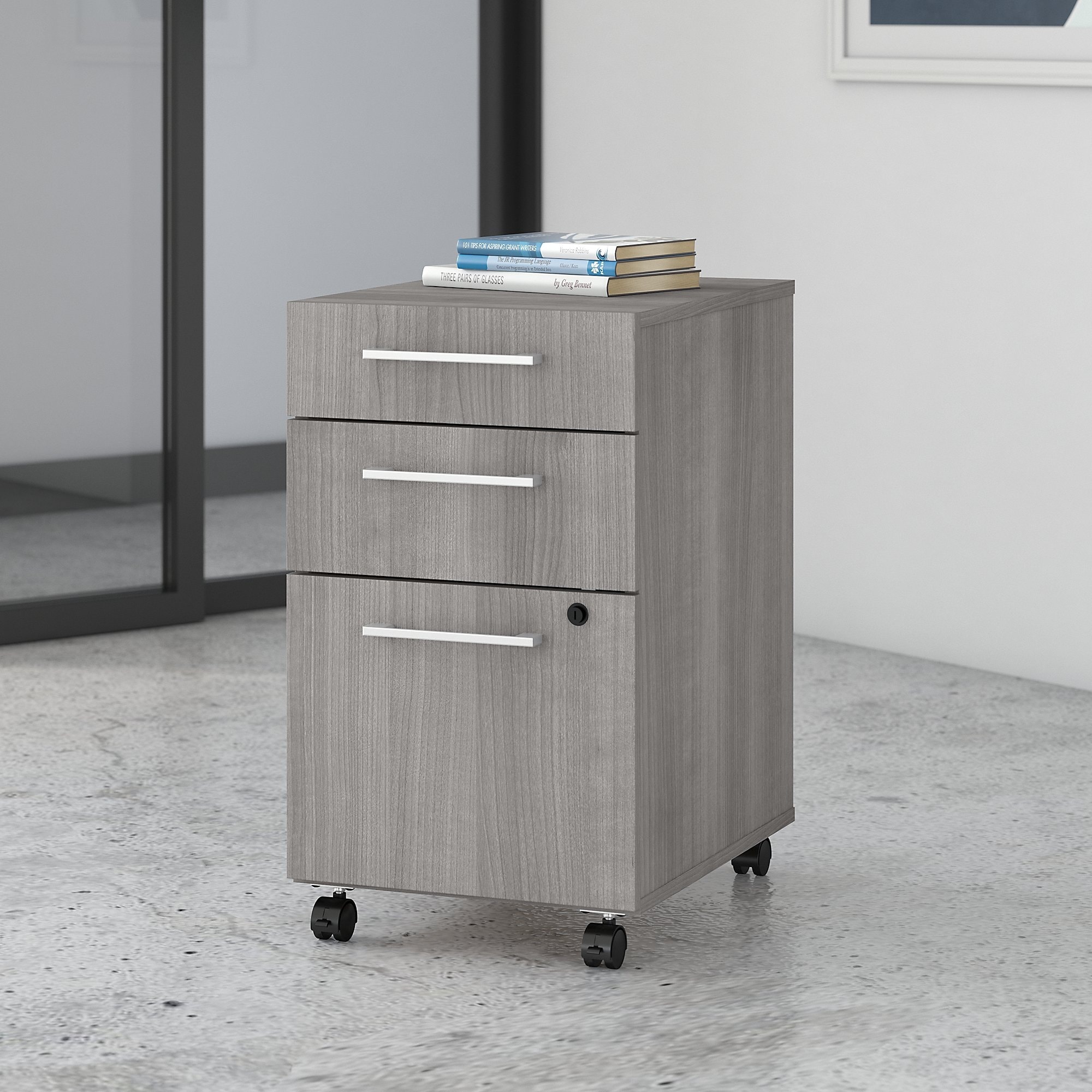 Bush Business Furniture Studio C 2 Drawer Mobile File Cabinet Natural Maple Vertical File Cabinets
