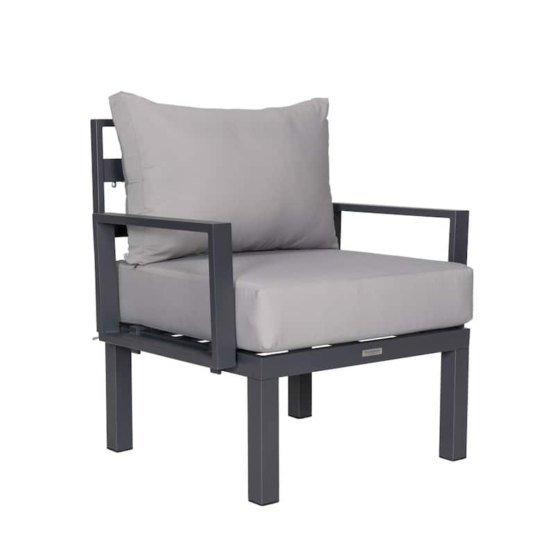 Outdoor 7-Piece Patio Sectional Set Aluminum Frame W/ Fire Pit Table