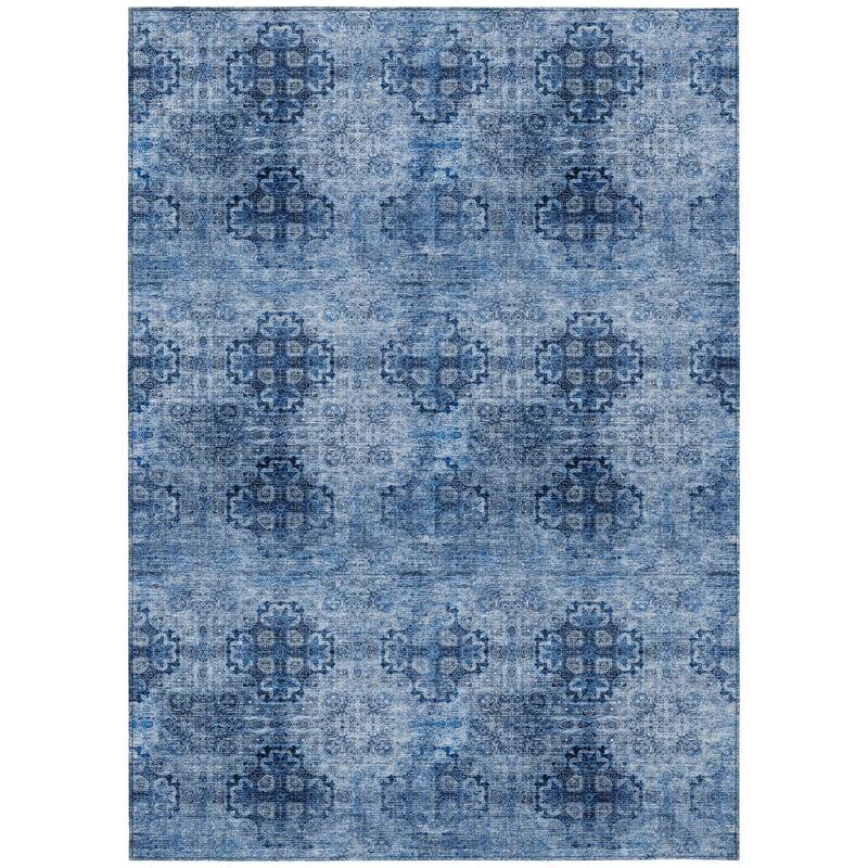 Machine Washable Indoor/ Outdoor Vintage Medallions Chantille Rug