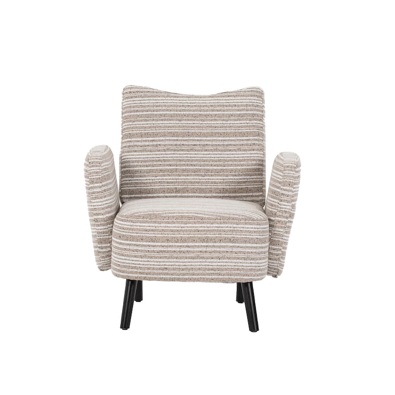 Boucle Upholstered Lounge Armchair, Reading Chair with Side Storage Pocket, Single Sofa Chair with Solid Wood Legs