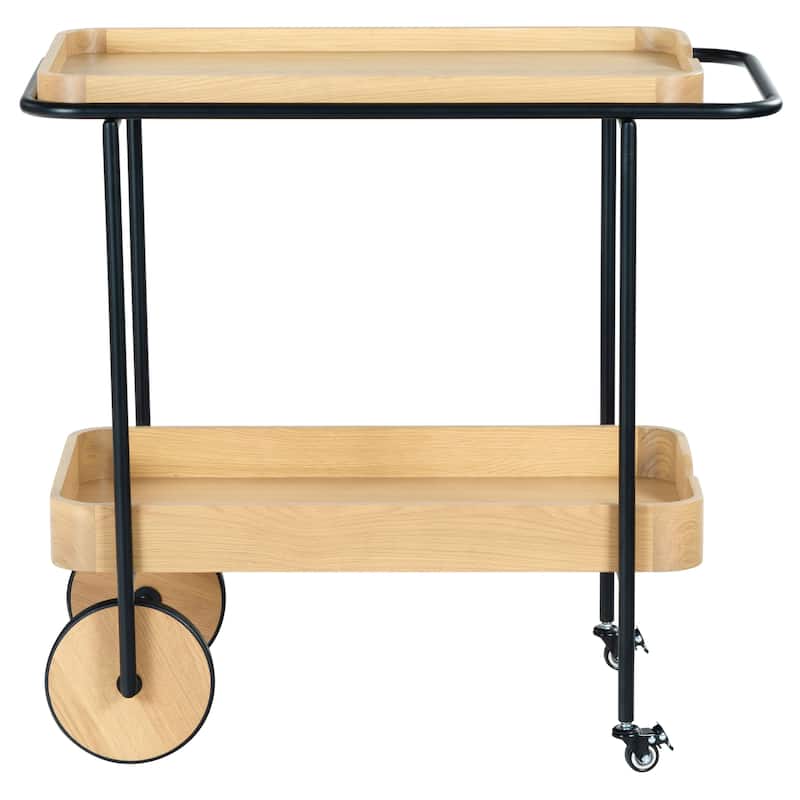 SAFAVIEH Couture Malek Wood And Metal 2 Shelf Bar Cart - 35"W x 19"D x 32"H
