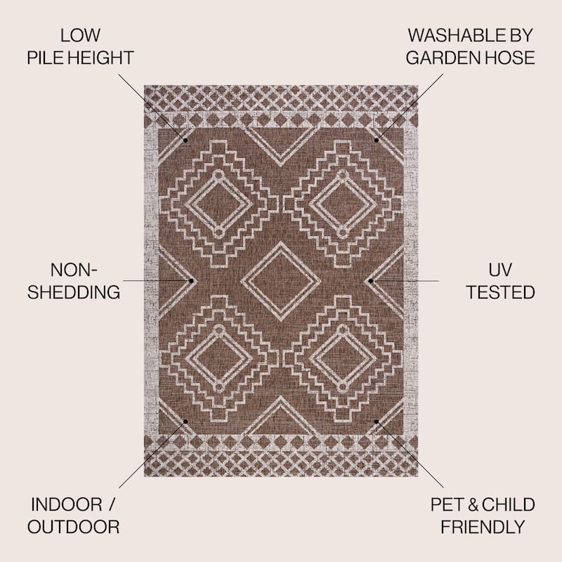 JONATHAN Y Carwa Diamond Tribal Medallion Indoor/Outdoor Area Rug