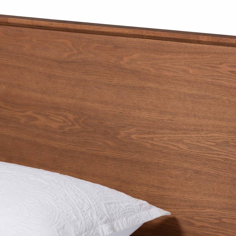 Twin Platform Bed - Mid-Century Modern Wood Bed Frame - Walnut Brown Finish