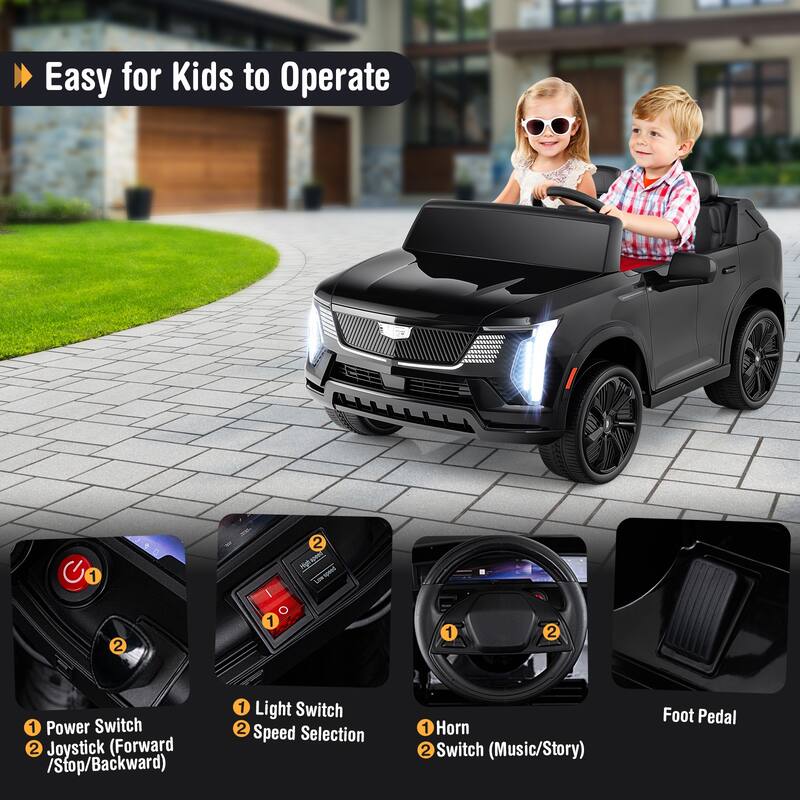 24V 2-Seater Ride On Car with Remote Control Music Lights USB and Dual 65W Motors for Kids - 31.5" (L) x 45" (W) x 21.5" (H)