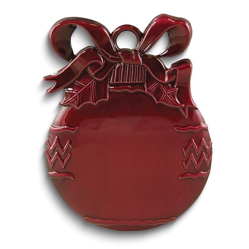 Curata Pewter Burgundy Christmas Bulb Engraveable Ornament