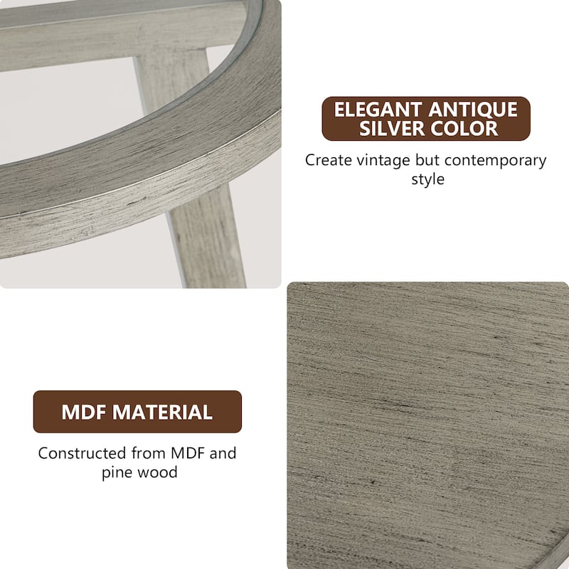 COSIEST Champagne Round Solid Wood Tempered Glass Coffee Table