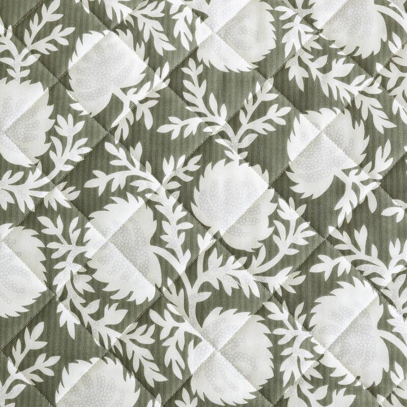 Eddie Bauer Garden Bloom Cotton Reversible Green Quilt Set