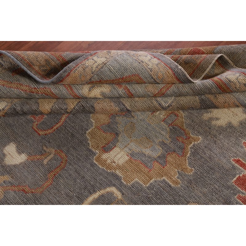 Hand Knotted Oriental 100% Wool Carpet Transitional All-Over Greys & Charcoal Oushak Area Rug - 9' 9'' X 8' 0''