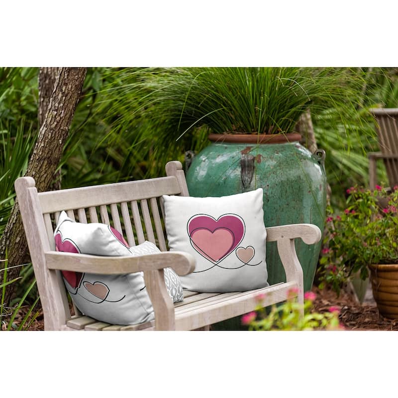 Hearts With Outlines Valentines Day Decorative Throw Pillow