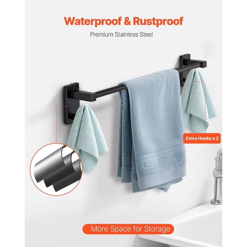 4-Piece Matte Black Bathroom Accessories Set Wall Mounted - 23.43 x 3.94 x 3.15 inch