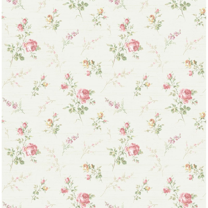 Seabrook Designs Grahm Rose Garden Unpasted Wallpaper
