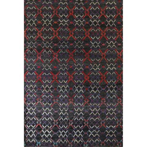 Jute/ Wool Geometric Moroccan Area Rug Hand-knotted Dining Room - 8'5" x 11'4"