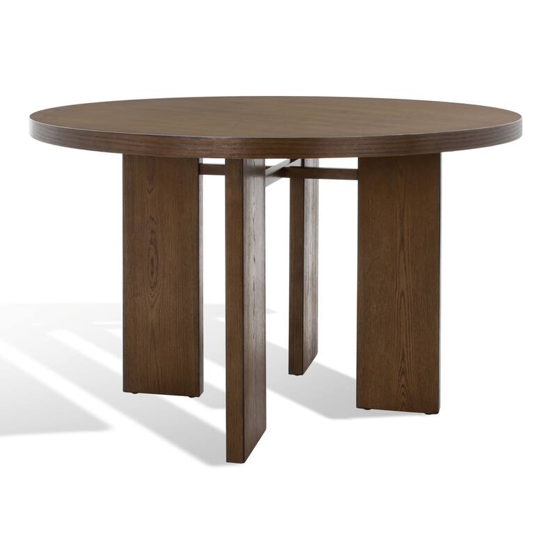 SAFAVIEH Couture Neetu Round Wood Dining Table - 47.75 In W x 47.75 In D x 30 In H - 48Wx48Dx30H
