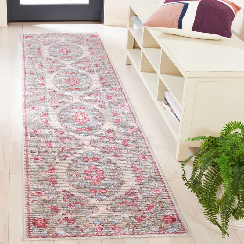 SAFAVIEH Besarabian Machine Washable Sistina French Country Rug - 2' x 8' Runner - Beige/Sage