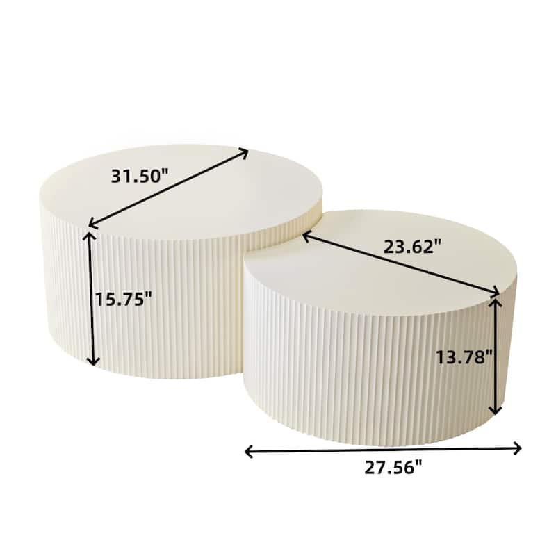 35.83" Stylish and Minimalist Modern Wave Stripe Round Coffee Table.