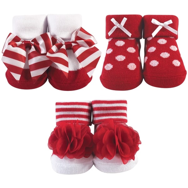 slide 1 of 1, Hudson Baby Infant Girl Socks Boxed Giftset, Red White Stripe, One Size - Red White Stripe Red White Stripe - One Size