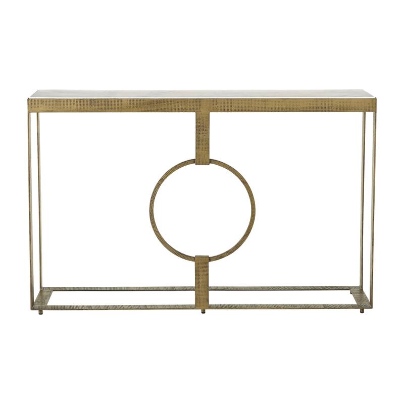 Sagebrook Home Modern Glam Iron Marble Top Coffee or Accent Table - 48" x 12" x 31" - White/gold
