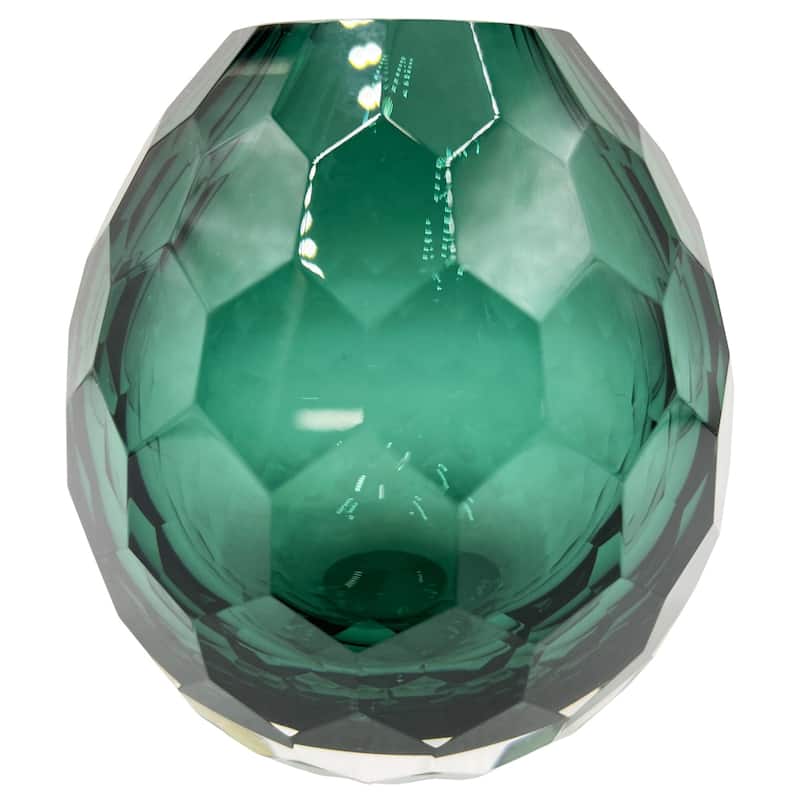 6" High Premium Contemporary Glass Bud Vase for Flowers - Deep Green