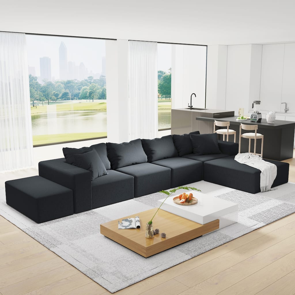 Roomfitters 132" Sectional Sofa Couch Set, Oversized U-Shaped Modular Upholstered Seating for Large Living Rooms