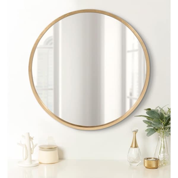 Kate and Laurel Travis Round Wood Accent Wall Mirror On Sale Bed Bath & Beyond 17357028