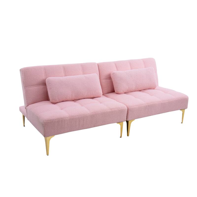 Convertible Sofa Bed with Teddy Fabric, Freely Configurable Sections