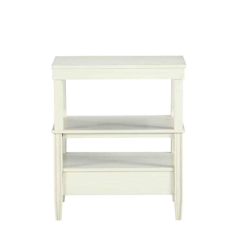 Classic Antique White Storage Nightstand with Elegant Design and Practical Functionality