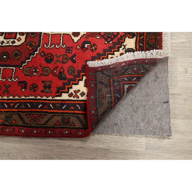 Geometric Hamedan Persian Kitchen Area Rug Handmade Wool Carpet - 3'3" x 4'11"