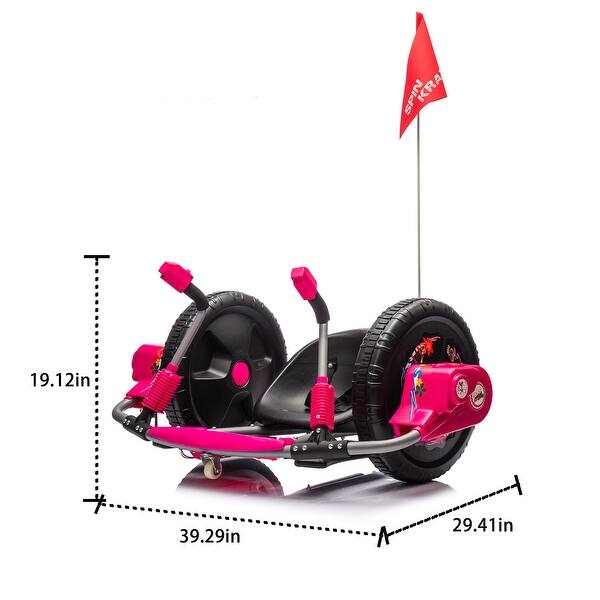 dimension image slide 0 of 3, 12V Kids Ride On Electric Toy,2Wd,16'' Exaggerated Wheel,Dual Handle Control For 360 Degree Flexible Steering And Rotation,Solid