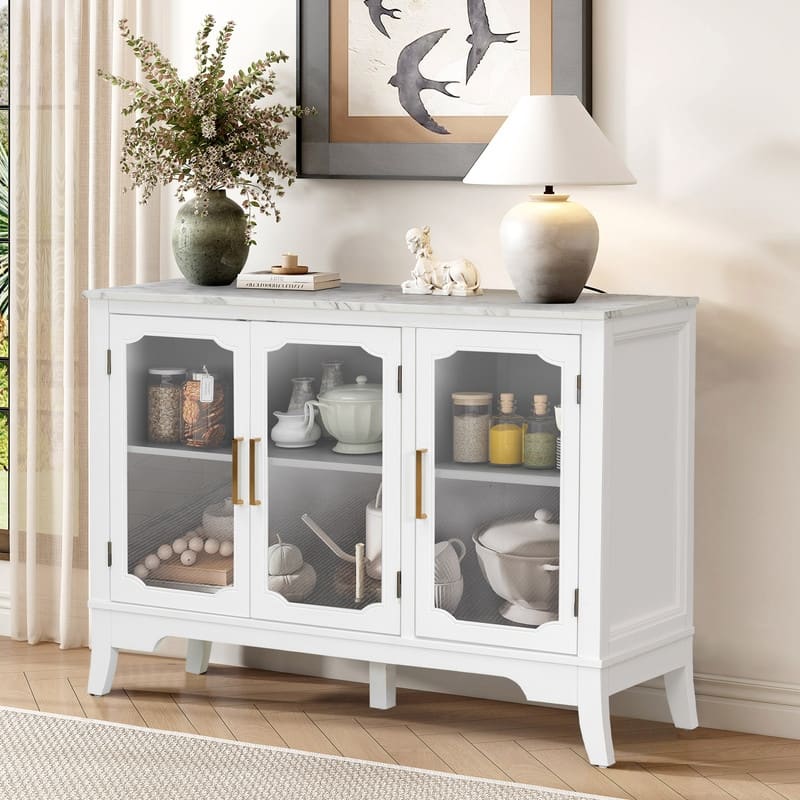 3-Doors Storage Cabinet with Large Storage Space for Living Room and Dining Room Storage