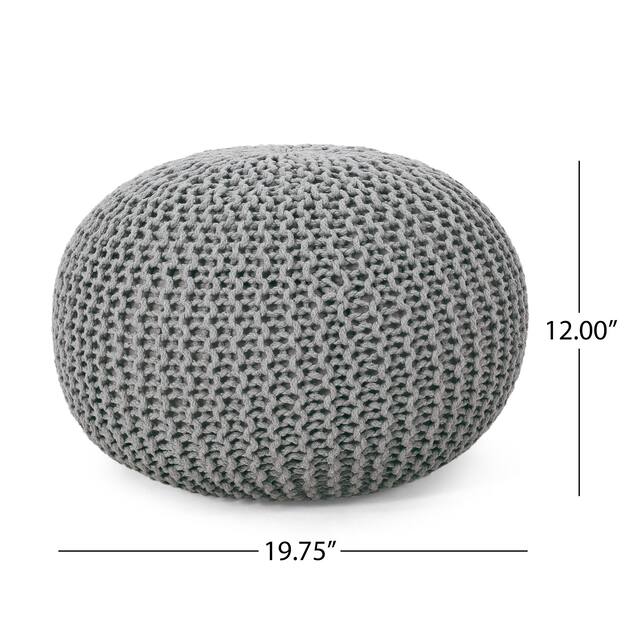 Abena Knitted Cotton Pouf by Christopher Knight Home