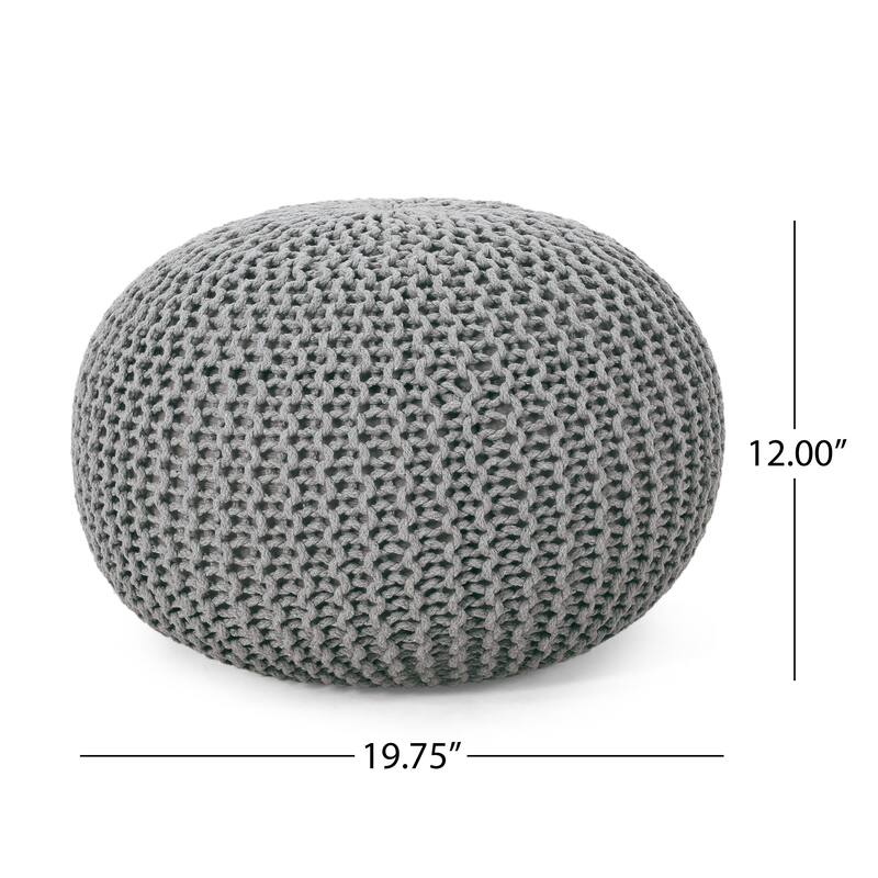 Abena Knitted Cotton Pouf by Christopher Knight Home