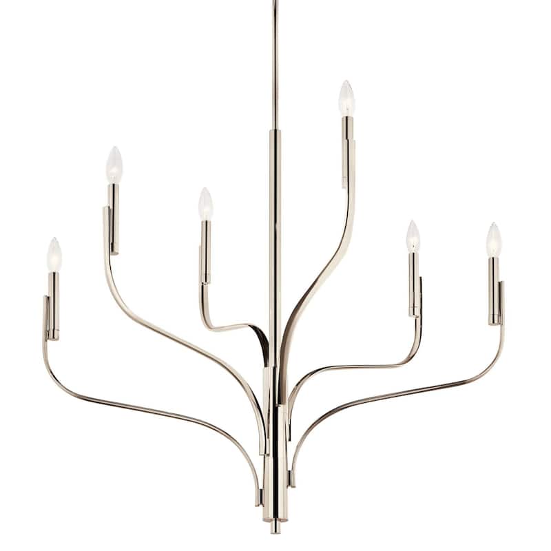 Kichler 52673 Livadia 6 Light 37" Wide Taper Candle Style Chandelier - Polished Nickel