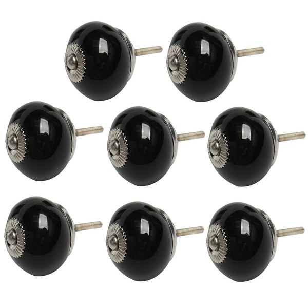 8pcs Ceramic Knobs Vintage Knobs Drawer Round Pull Handle Furniture Drawer Cupboard Wardrobe Dresser Door Decorative Black