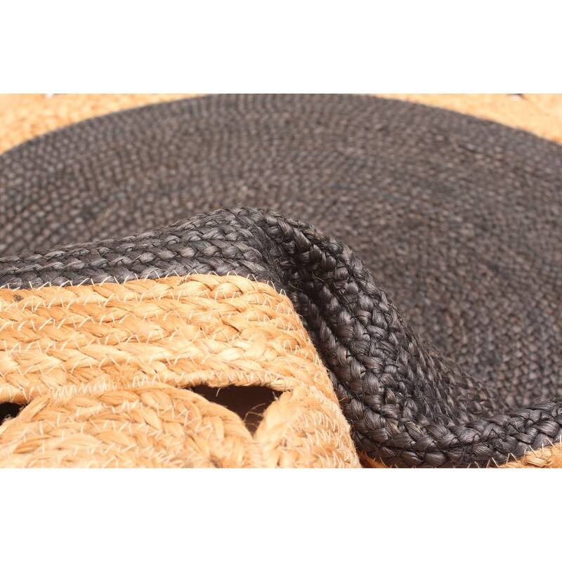 ECARPETGALLERY Braided Weave Palas Denizli Black Jute Rug - 3'10 x 3'10