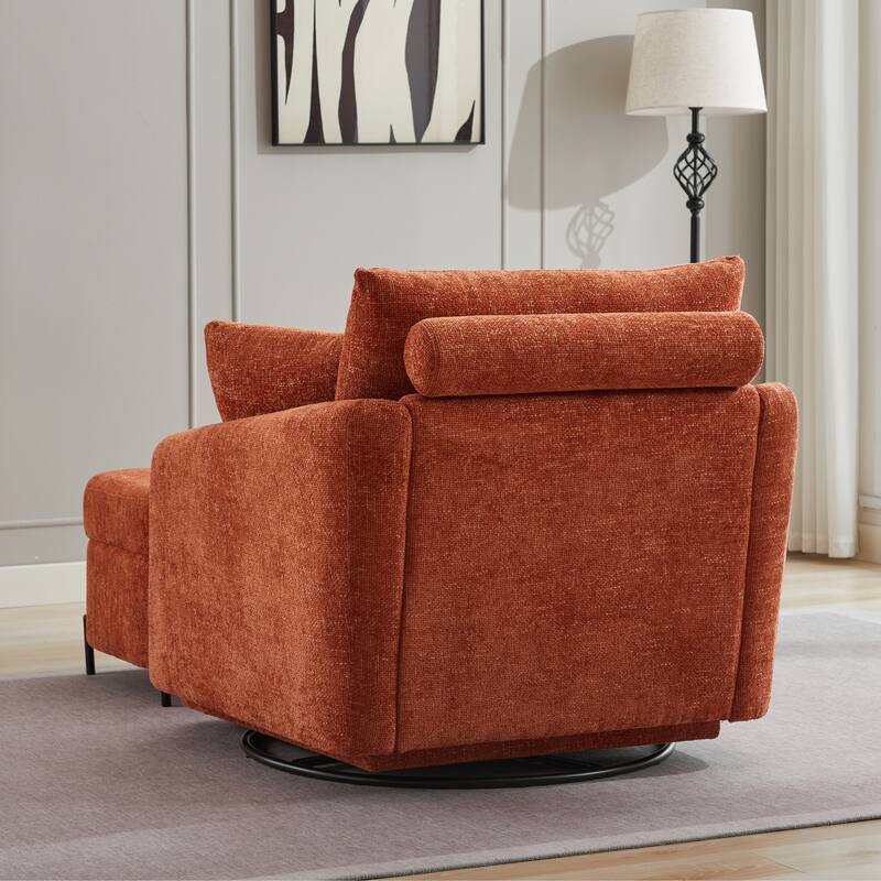 40.6" W Upholstered Swivel Accent Sofa Chair With Pillows