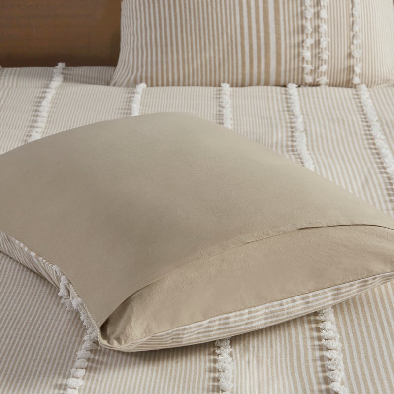 Harbor House Anslee Taupe 3 Piece Cotton Yarn Dyed Duvet Cover Set