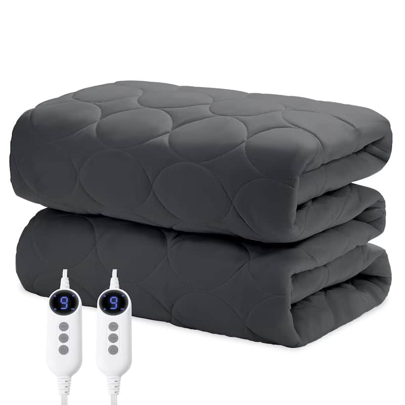 Temperature Regulating Electric Heated Mattress Pad With Controllers - California King - Gray