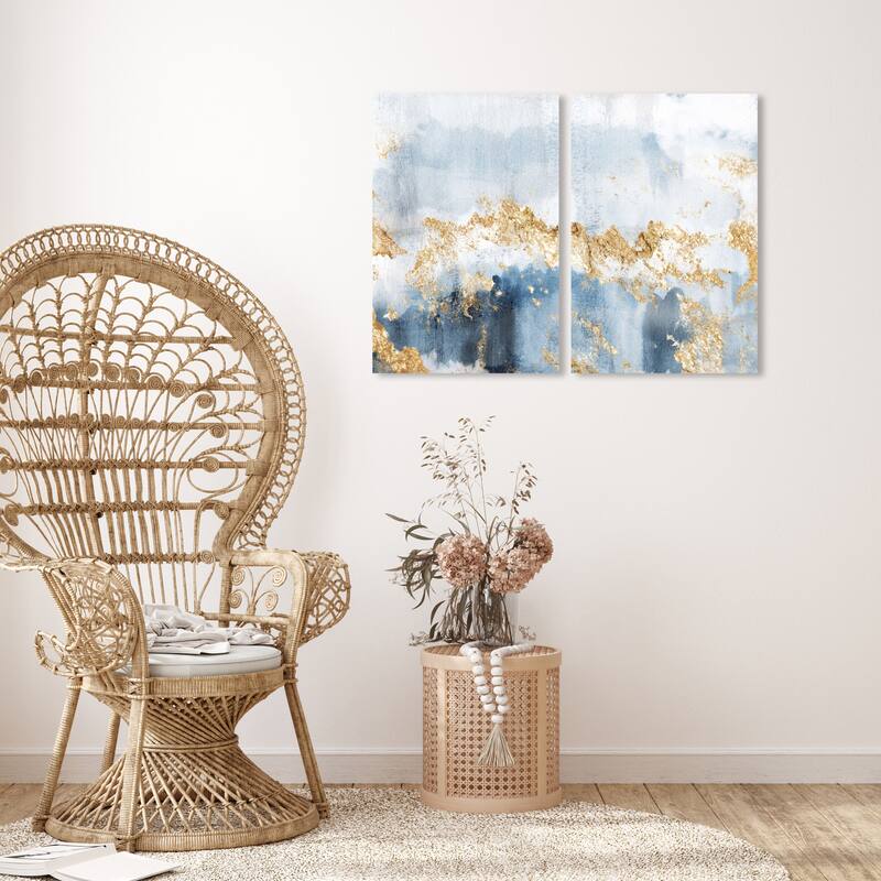 Wynwood Studio Abstract Eight Days a Week DIPTYCH Blue and Modern & Contemporary Wall Art Canvas Print - 36 x 24