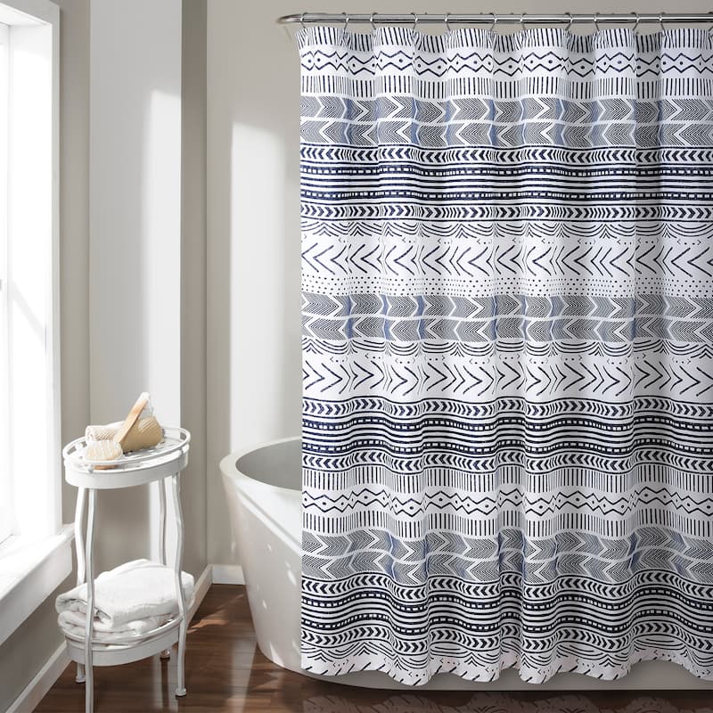 Lush Decor Hygge Geo Shower Curtain - Navy & White
