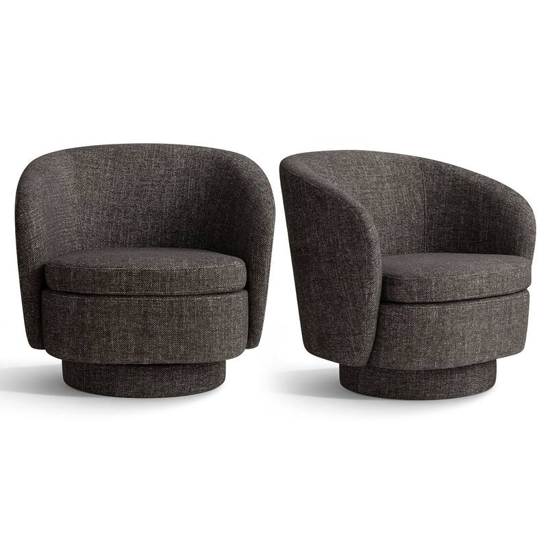Modern Linen Swivel Barrel Accent Chair(Set of 2)
